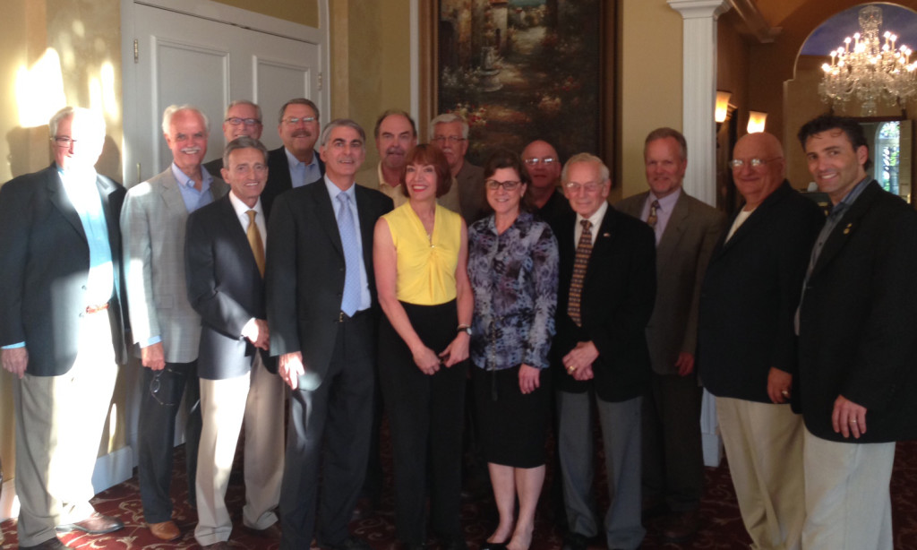 At the May meeting of The Edgar D. Coolidge Endodontic Study Club, the Past Presidents in attendance gathered together for a picture. Front row from left: Drs. Jerome Pisano, Robert Greenberg, Ellen Barnes, Darlene Melton and Peter Paesani. Back row from left: Drs. Henry Feinberg, Daniel Kozlowski, Gary Brankin, Christopher Wenckus, Charles Neach, Robert Hawkinson, Richard Felt, Bradford Johnson, James Howard and Robert Goldberg.